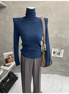 纯色内搭秋冬新款 超好穿～慵懒高领针织打底衫 毛衣修身 薄款 女长袖