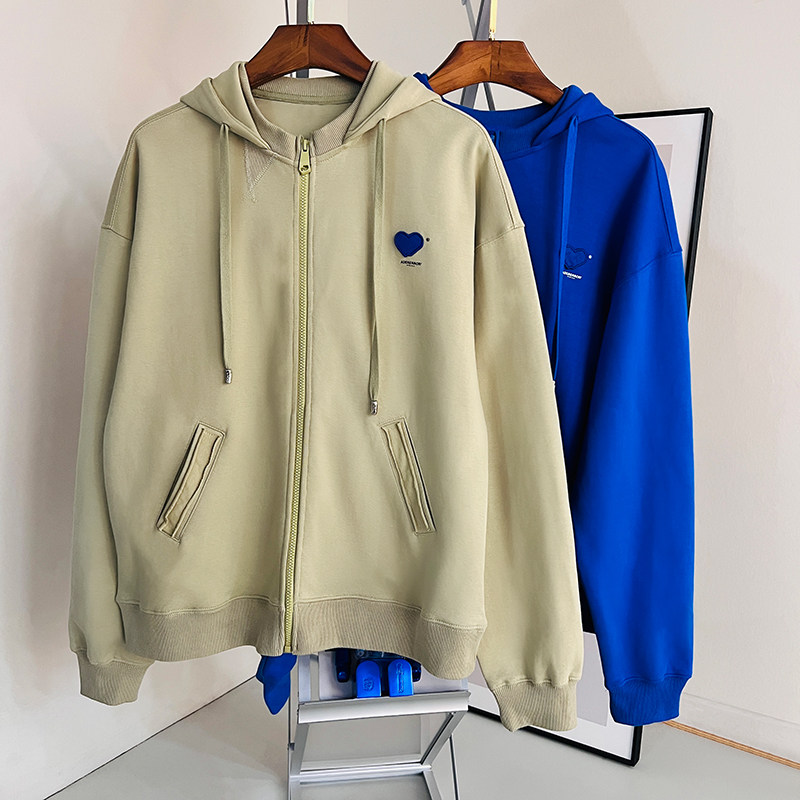 22新款ader error连帽宽松卫衣情侣款小众潮牌爱心刺绣拉链外套