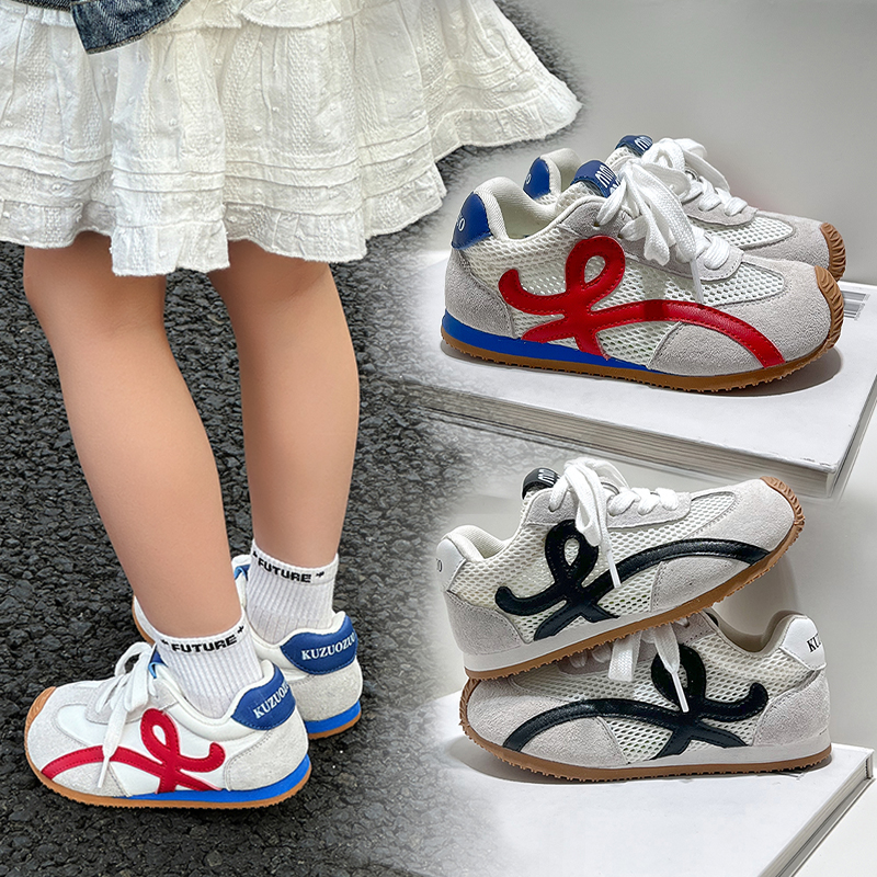 真皮儿童运动鞋德训鞋透气网面