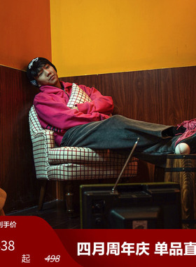 2026SPO柯冉同款 短款拉链卫衣-BANNED 白色/玫红色