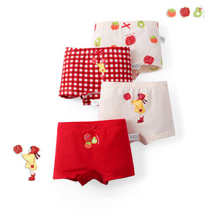 女童大红色纯棉内裤A类3岁4抗菌6透气8本命年9大童不卡档女孩四角