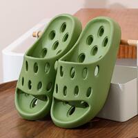 Women's indoor home bathroom anti-slip, leak-proof, quick-drying, hollowed-out couple's poop feel, thick-soled cool slippers for men thumbnail 3