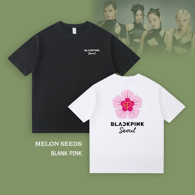 blackpink木槿花印花短袖seoul周边应援服lisa朴彩英金珍妮金智秀
