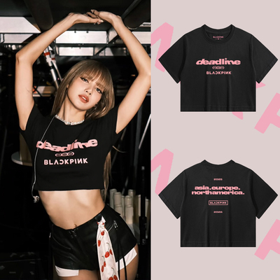 LISA同款blackpink洛杉矶周边金智秀LA场周美巡朴彩英短袖露脐T恤