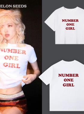 ROSE同款短袖应援服NUMBER ONE GIRL圆领T恤blackpink衣服