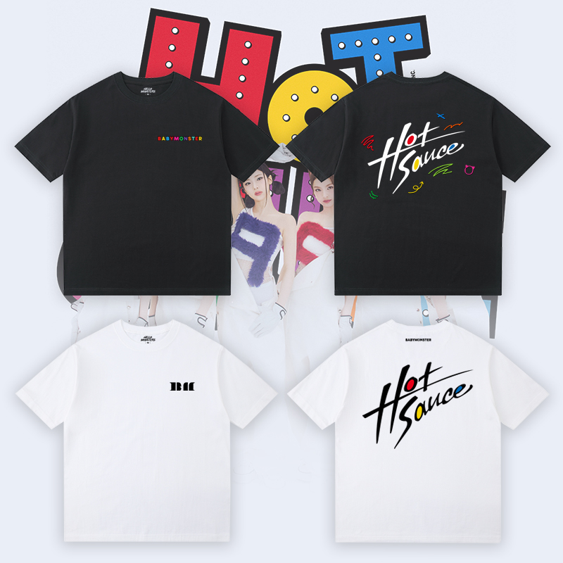 hotsauce同款babymonster周边纯棉李茶仁短袖应援服申厦蓝上衣
