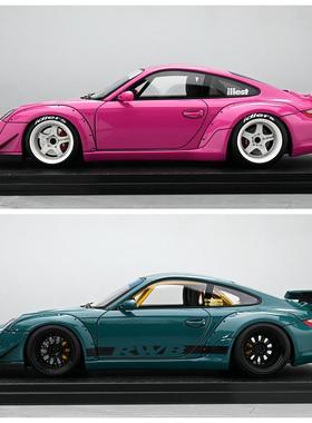 IG 1:18 RWB 997 粉色 墨绿色 树脂宽体 改装版 汽车模型 成品