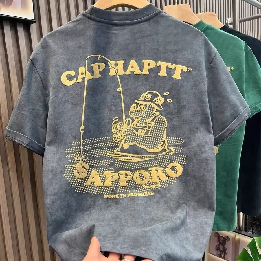 美式圆领短袖T恤男士夏季上衣服