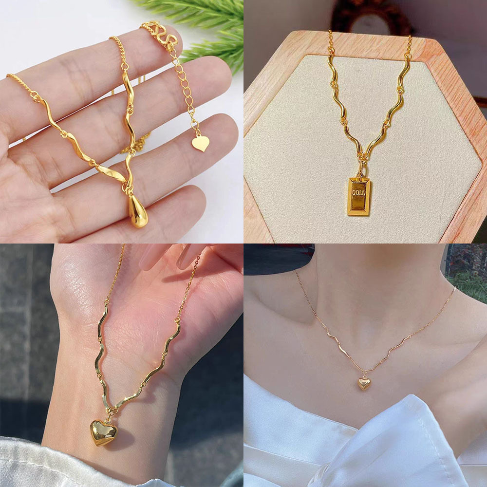 沙金水滴锁骨一体链女款网红