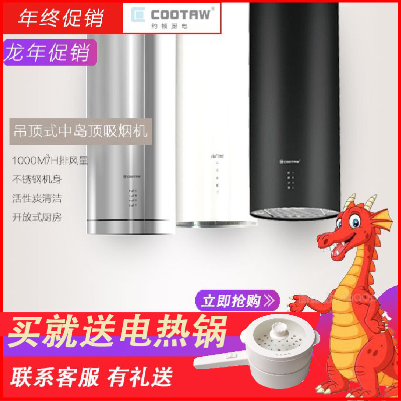 欧式圆柱大吸力烟机内循环顶式烟机悬挂式不锈钢抽油烟机出口德国
