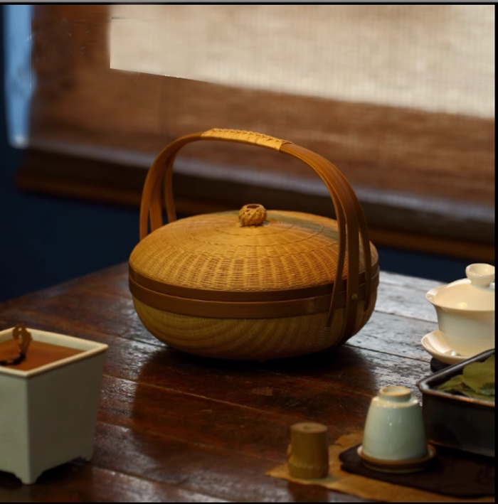 传统竹篮 名家胡正仁竹编收纳储物竹篮提盒东阳竹艺精品