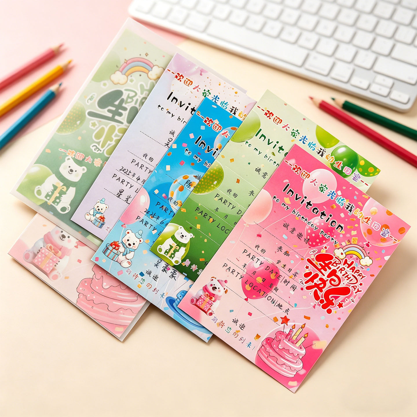 儿童生日邀请函空白手写贺卡男孩女孩10十二岁小学生派对请柬卡片