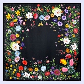 金靖同款 合集G家花卉 桑蚕丝羊毛围巾双面丝巾 真丝羊毛65方巾