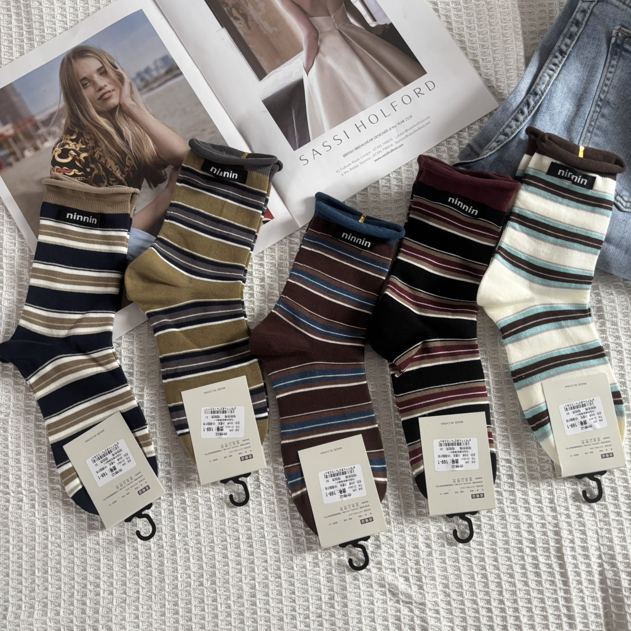 条纹袜子女中筒欧货复古美式