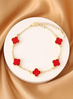 热卖幸运四叶草时尚手链高级感ins潮热销四叶花手饰