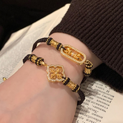 古法藏式招财福珠编绳手链