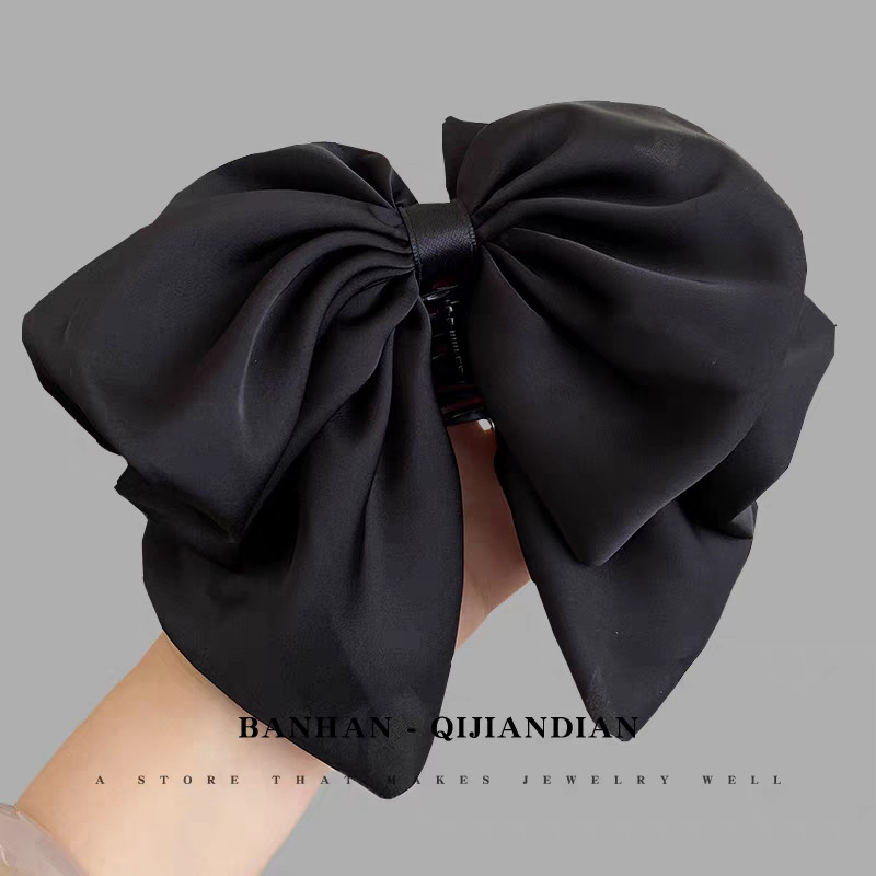 缎面蝴蝶结花苞抓夹女后脑勺