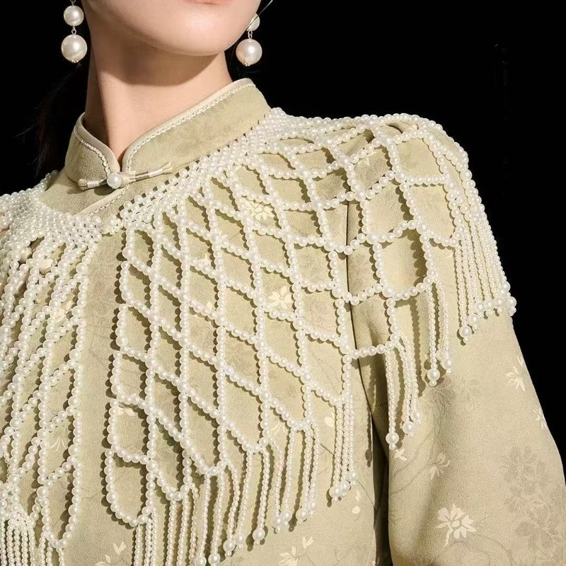 旗袍云肩复古新中式手工流苏中国风旗袍外搭披肩女年轻款