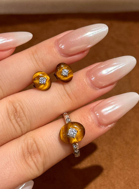 超光泽椭圆食指戒戒指耳环精致