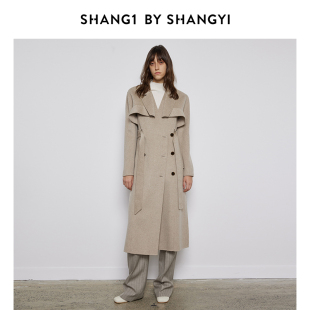 SHANG1 SHANGYI今年流行羊绒大衣真两件叠穿设计长款 毛呢外套