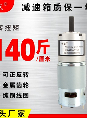 775行星直流减速电机12V大扭矩膨化机电动机24V正反微型调速马达