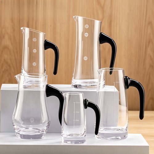 宝汀顿白酒分酒器水晶玻璃分酒壶倒酒器黑色把手柄公杯红酒醒酒壶