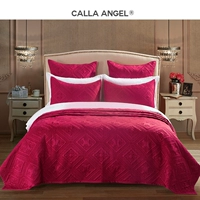 Jiana Anqi Calla Angel mô phỏng thêu lụa cotton mùa hè mát mẻ bằng chăn trải giường được kết hôn với rượu vang đỏ đậm - Trải giường bộ ga trải giường everon