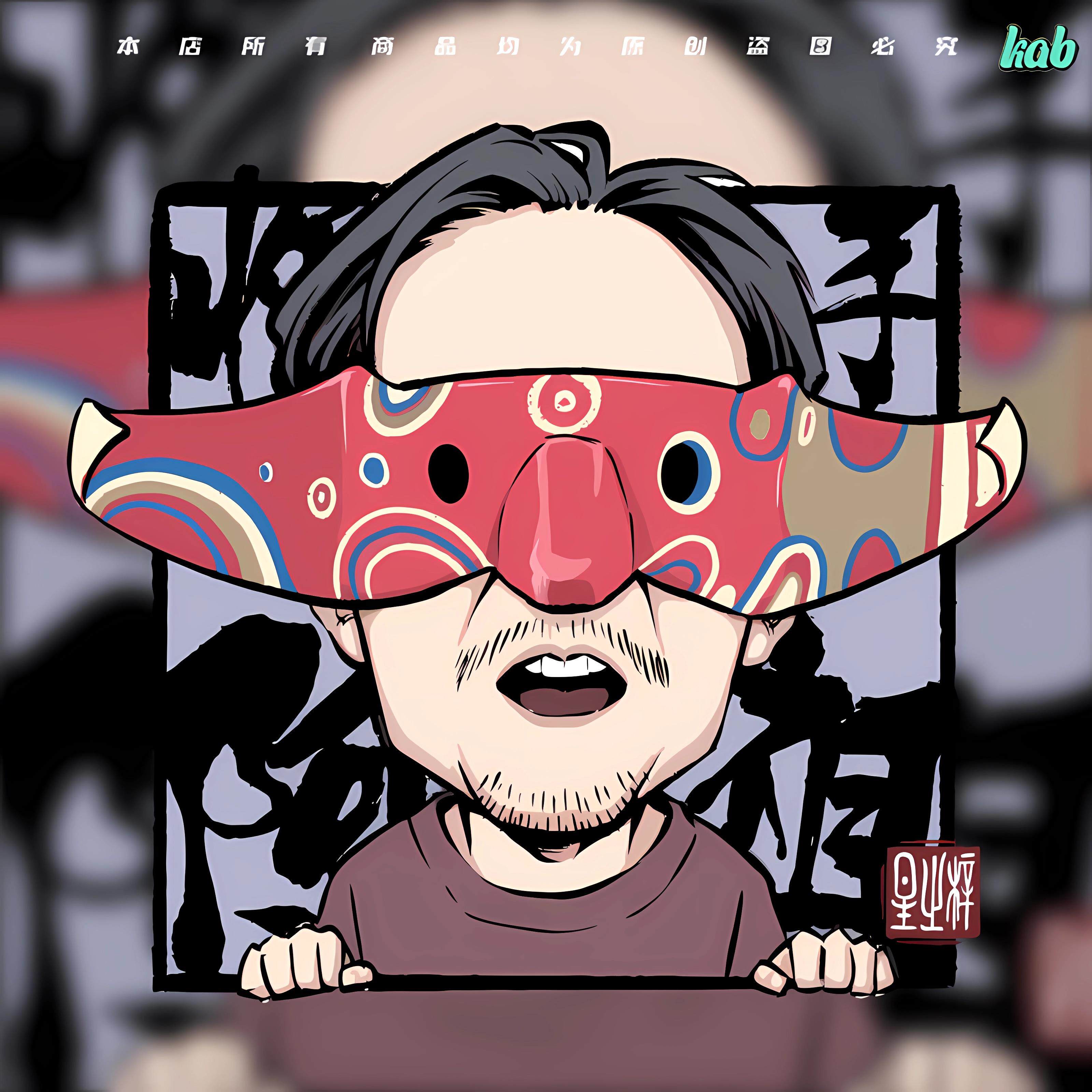 q版吴彦祖车贴汽车个性创意面具男反光电动摩托车身自行车装饰贴