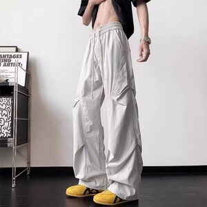 夏季速干裤百搭潮流松紧腰休闲捏褶透气阔腿裤长裤513CK1414特P28，男装休闲裤，星座513