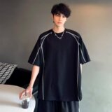 美式明线解构铆钉短袖女男夏宽松休闲百搭圆领T恤513DX138P27，男装T恤，星座513