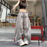 美式复古字母印花工装休闲裤女新潮牌弯刀阔腿裤513CK259P40，男装工装外套，星座513