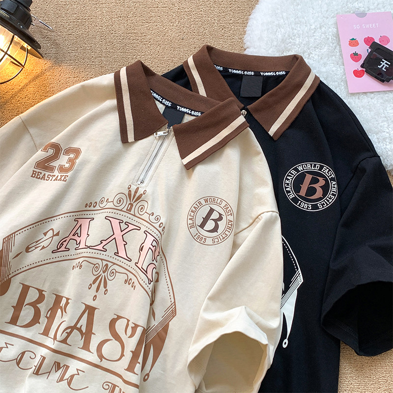 夏季新款PL情侣翻领拼接T恤字母印花男PL2311P48514-7,男装Polo衫,星座513