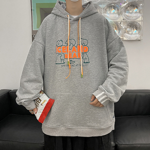 秋季新款套头宽松印花抽绳时尚潮流情侣连帽男卫衣514-7 WY05 P68图片