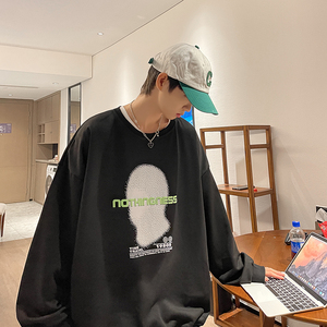 秋季新款卫衣男圆领潮牌印花上衣美式高街外套男514-7WY09P38
