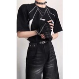 美式拼接短袖t恤男女夏撞色字母上衣宽松圆领半袖体恤513DX964P32，男装T恤，星座513