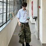 美式高街复古迷彩破洞多口袋工装短裤男女夏宽松中裤513DK1282P45，男装牛仔裤，星座513