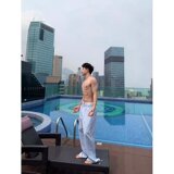 夏新假两件条纹长裤男女宽松休闲阔腿慵懒风直筒裤513CK25P35，男装休闲裤，星座513