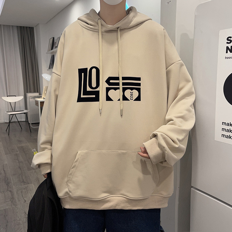 秋季新款男宽松百搭植绒印花卫衣字母连帽情侣外套514-7WY02P48,男装卫衣,星座513