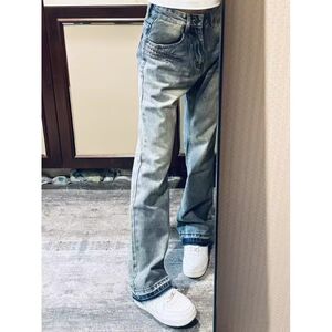 港风潮男夏季新款牛仔裤嘻哈潮高街潮流痞帅长裤 513CK1225P47图片
