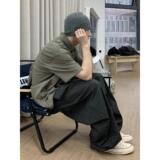 新款宽松男韩版百搭裤子夏薄款坠感阔腿拖地长裤513CK288P48，男装休闲裤，星座513