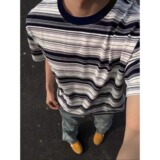 潮流新款日系街头休闲圆领百搭款短袖条纹T恤男女513DX1184P33，男装T恤，星座513