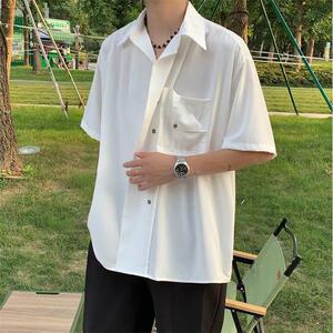 美式复古夏季薄款短袖衬衫男痞帅宽松半袖衬衣513DC1691P37图片