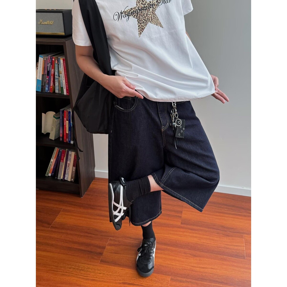 韩版时尚炸街减龄洋气牛仔裤半身宽松七分裤子513DK1102P40,男装牛仔裤,星座513