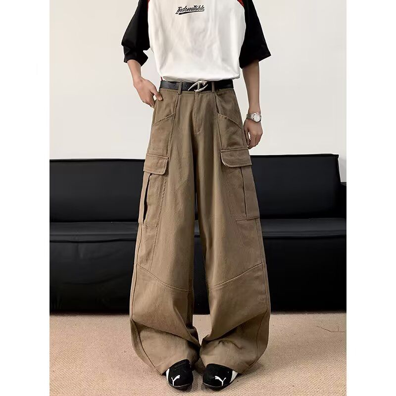 美式大口袋解构工装牛仔裤男女新高街宽松阔腿长裤513CK263P60,男装牛仔裤,星座513