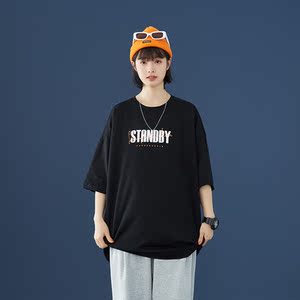 2022夏季新款港风男T恤潮流印花情侣学生潮牌休闲短袖 711T09图片