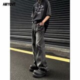 复古白色泼墨扎染高街口袋显瘦宽松牛仔裤男工装裤513CK236P37，男装牛仔裤，星座513