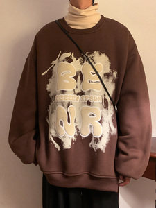 秋冬装宽松加绒加厚圆领卫衣高品质气泡印花棉衣514-7MYY6011 P58图片