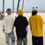 美式字母刺绣圆领短袖t恤男女同款宽松慵懒上衣513DX3782P33，男装T恤，星座513