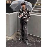 潮牌痞帅网红短袖衬衫男潮流宽松夏季i垂感印花衬衣513CS1340P30，男装衬衫，星座513