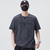 GENIOLAMODE夏季字母钢印短袖男士T恤扎染百搭休闲圆领宽松简约潮，男装T恤，星座513